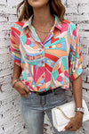 Paint The Town Abstract Geometry Button-Up Top