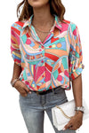 Paint The Town Abstract Geometry Button-Up Top