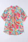 Paint The Town Abstract Geometry Button-Up Top