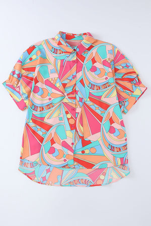 Paint The Town Abstract Geometry Button-Up Top