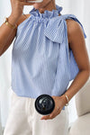 Sweet & Tied Frilled Collar Sleeveless Top