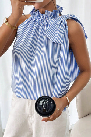 Sweet & Tied Frilled Collar Sleeveless Top