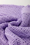 Lilac Whisper Knit Ribbed Short Sleeve Sweater