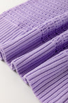 Lilac Whisper Knit Ribbed Short Sleeve Sweater