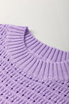Lilac Whisper Knit Ribbed Short Sleeve Sweater