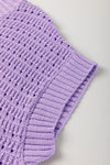 Lilac Whisper Knit Ribbed Short Sleeve Sweater