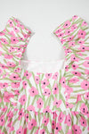 Calypso Floral Print Square Neck Ruffled Strap Maxi Dress