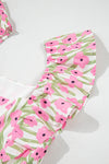 Calypso Floral Print Square Neck Ruffled Strap Maxi Dress