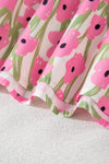 Calypso Floral Print Square Neck Ruffled Strap Maxi Dress