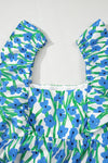 Calypso Blue Floral Print Square Neck Ruffled Strap Maxi Dress