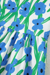 Calypso Blue Floral Print Square Neck Ruffled Strap Maxi Dress