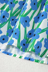 Calypso Blue Floral Print Square Neck Ruffled Strap Maxi Dress
