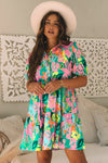 Barefoot in Barcelona Floral Puff Sleeve Collar Buttoned Babydoll Dress
