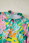 Barefoot in Barcelona Floral Puff Sleeve Collar Buttoned Babydoll Dress