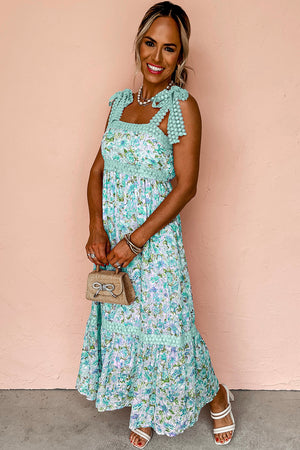 Floral Fabulous Floral Lace Tied Strap Maxi Dress