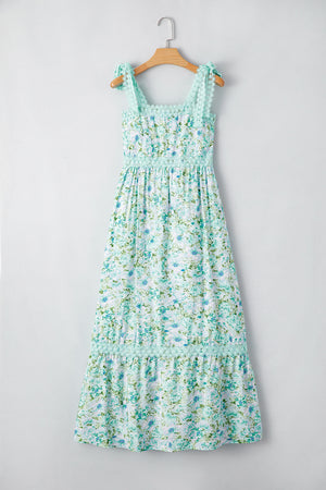 Floral Fabulous Floral Lace Tied Strap Maxi Dress