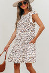 Wild Grace Leopard Ruffled Flutter Sleeve Dress