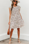 Wild Grace Leopard Ruffled Flutter Sleeve Dress