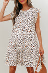 Wild Grace Leopard Ruffled Flutter Sleeve Dress