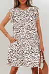 Wild Grace Leopard Ruffled Flutter Sleeve Dress
