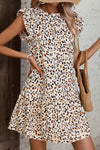 Wild Grace Leopard Ruffled Flutter Sleeve Dress