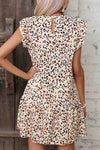 Wild Grace Leopard Ruffled Flutter Sleeve Dress