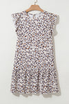 Wild Grace Leopard Ruffled Flutter Sleeve Dress