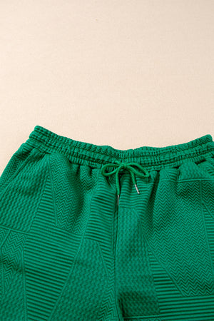 Adventure Awaits Textured Ruffle Split Top and Drawstring Shorts Set
