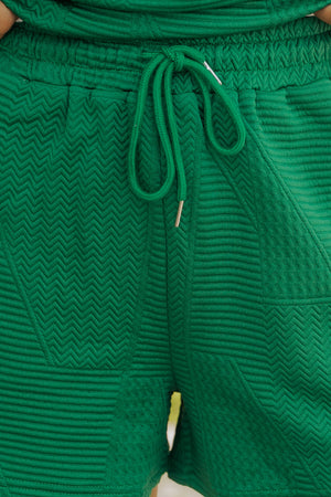 Adventure Awaits Textured Ruffle Split Top and Drawstring Shorts Set