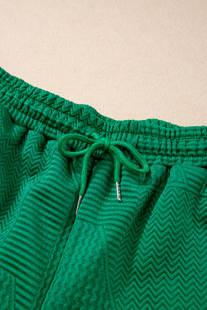 Adventure Awaits Textured Ruffle Split Top and Drawstring Shorts Set