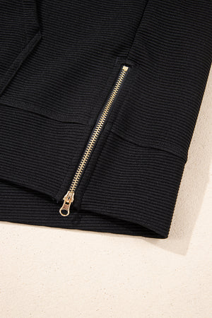 Effortless Comfort Black Textured Shorts Set