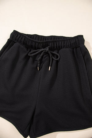 Effortless Comfort Black Textured Shorts Set