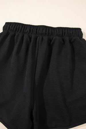 Effortless Comfort Black Textured Shorts Set