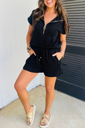 Effortless Comfort Black Textured Shorts Set