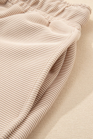 Effortless Comfort Beige Textured Shorts Set