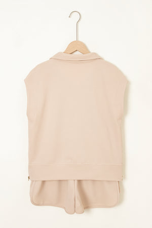 Effortless Comfort Beige Textured Shorts Set