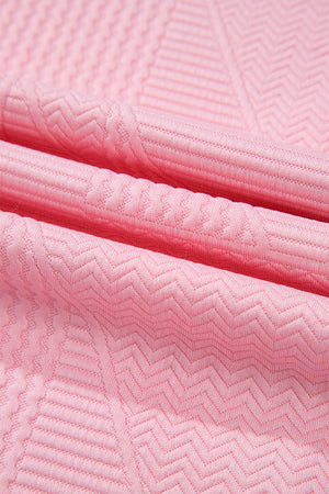 Pretty In Pink Textured Pearled Ruffled Sleeve Wide Leg Pants Set