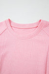 Pretty In Pink Textured Pearled Ruffled Sleeve Wide Leg Pants Set