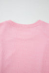 Pretty In Pink Textured Pearled Ruffled Sleeve Wide Leg Pants Set