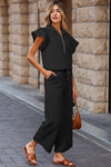 Ruffle Some Feathers Black Textured Ruffled Sleeve Pants Set