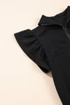 Ruffle Some Feathers Black Textured Ruffled Sleeve Pants Set