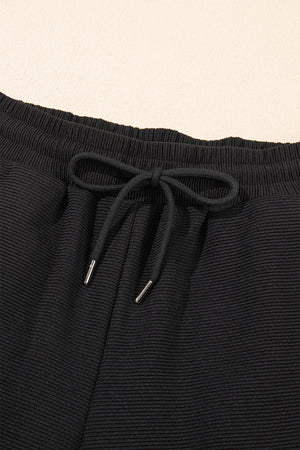 Ruffle Some Feathers Black Textured Ruffled Sleeve Pants Set