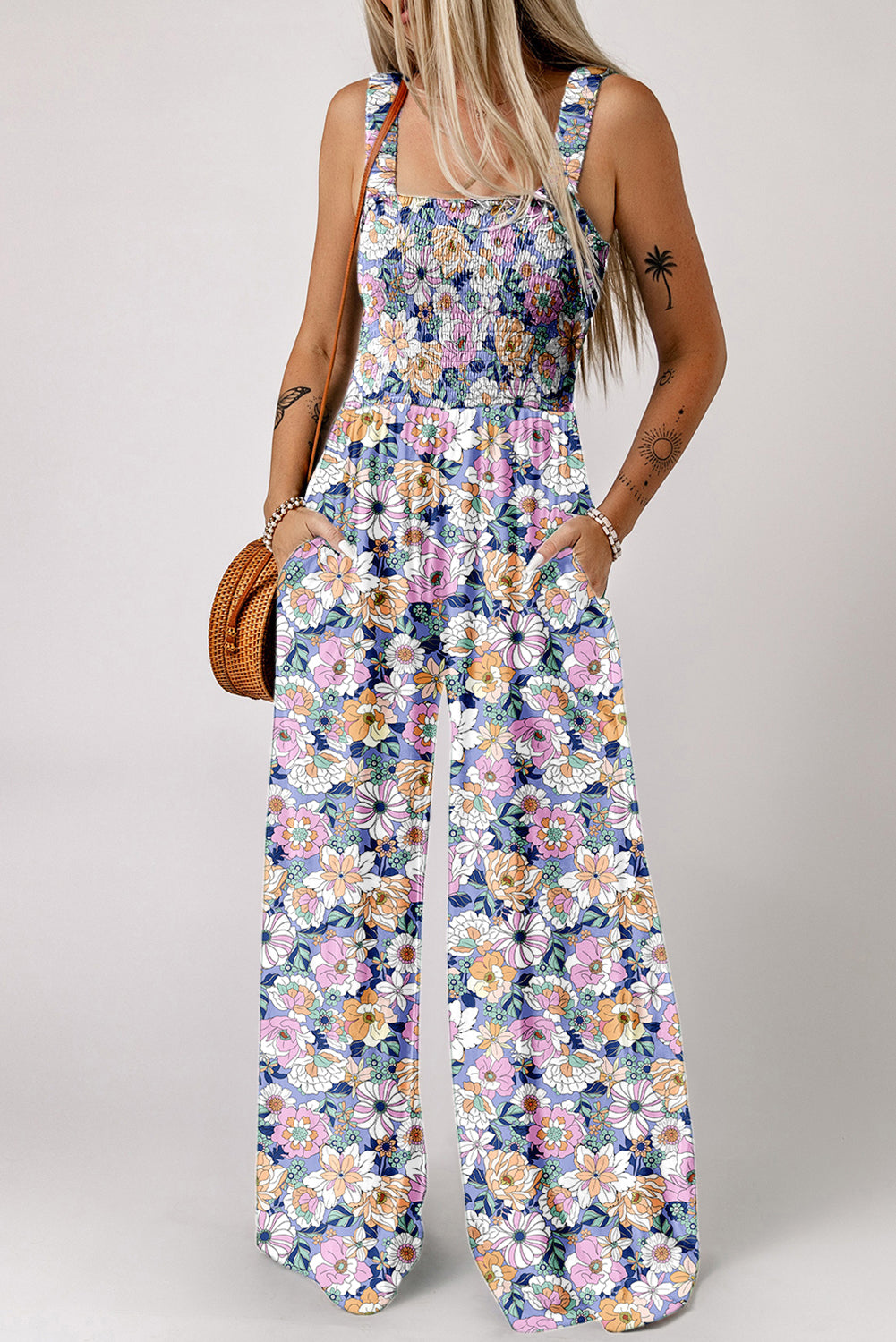 Wildflower Walk Smocked High Waist Jumpsuit