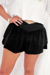 Twist & Tier Black Crossed Waist Flowy Shorts