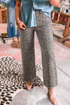 Wild Edge Leopard Frayed Edge Wide Leg High Waist Jeans