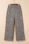 Wild Edge Leopard Frayed Edge Wide Leg High Waist Jeans