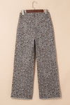 Wild Edge Leopard Frayed Edge Wide Leg High Waist Jeans