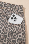 Wild Edge Leopard Frayed Edge Wide Leg High Waist Jeans