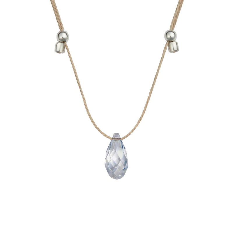 &Livy Blue Shade On Silver Hyevibe Crystal Slider Necklace