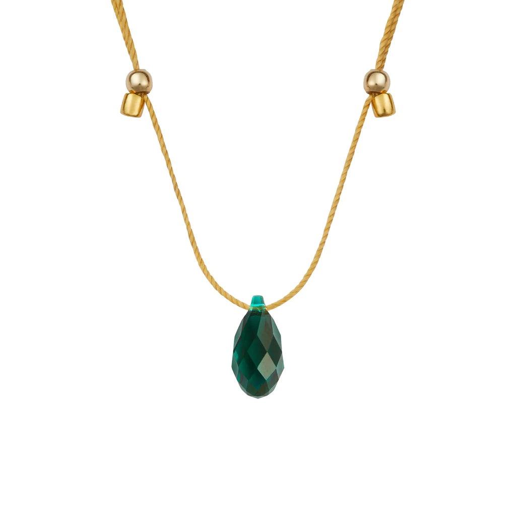 &Livy Emerald On Gold Hyevibe Crystal Slider Necklace